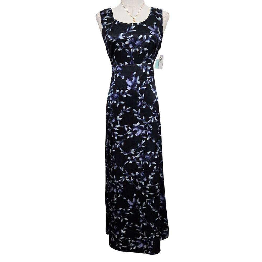 DBY Ltd. Vintage Deadstock 90s Y2K Whimsigoth Satin Babydoll Floral Maxi Dress 7
